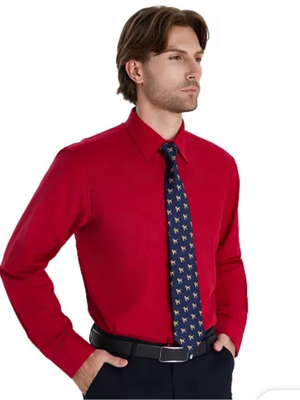Club Room Men's Red Long-Sleeve Dress Shirt